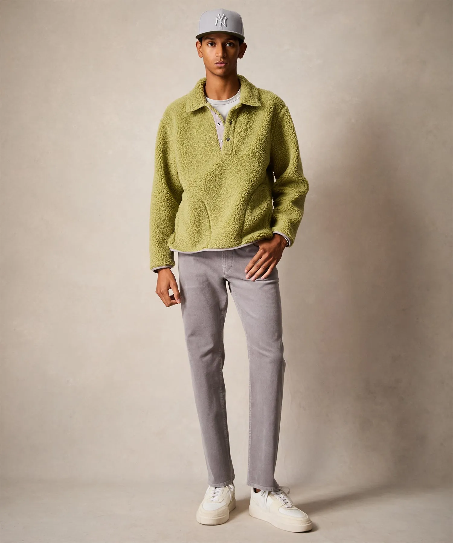 Sherpa Snap Pullover in Limeade
